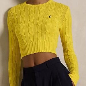 Ralph Lauren Cable-Knit Cotton Cropped Sweater